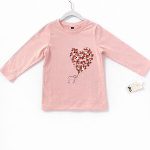 NWT Tea Collection Pink Elephant Heart Graphic Long Sleeve Shirt